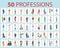 50 professions. Big set of professions in cartoon flat style for children. International Workers` Day, Labour Day