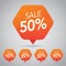 50% Sale, Disc, Off on Cheerful Orange Tag for Marketing Retail Element Design