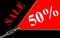 50% Sale placard and zipper opening concept