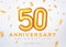 50 year anniversary gold number celebrate jubilee vector logo background. 50th anniversary event golden birthday design.