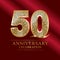 50 years anniversary celebration logotype.50th years anniversary red ribbon and gold balloon on gray background.