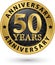 50 years anniversary gold label, vector