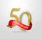 50 years Happy anniversary banner celebration with gold confetti