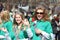 500 Festival Princess program girls greeting people at the Annual St Patrick\'s Day Parade