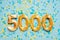 5000 followers card. Template for social networks blogs. Festive Background Social media celebration