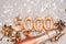 5000 followers card. Template for social networks blogs. Festive Background Social media celebration