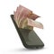 5000 Rwandan franc notes inside a mobile phone isolated on white background