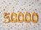 50000 followers card. Template for social networks, blogs. Festive Background Social media celebration banner.