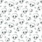 5004 Mushrooms White Button Cut Half Ink Hand Drawn Seamless Pattern