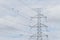 The 500Kv high voltage tower, electric wire pole pattern, the beautiful sky, and the cloud in Thailand