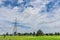 The 500Kv high voltage tower, electric wire pole pattern, the beautiful sky, and the cloud in Thailand