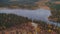 50fps aerial view camping caravan near river autumn landscape along Ammarnas National Park in Lapland Sweden