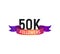 50k followers number with color bright ribbon isolated vector icon. Thank you 50000 follower web user or blogger celebrates design