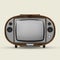 50s, 60s fashion style. Fictional, created model of retro tv set with blank grey screen isolated over white background