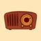 50s vintage retro brown  detailed radio icon flat rough outline style