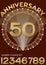 50th anniversary celebration in elegant golden frame. Golden number 50, set of numbers one, two, three, four, six, seven, eight, n