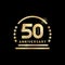 50th year anniversary golden emblem. Vector icon.