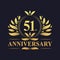 51st Anniversary Design, luxurious golden color 51 years Anniversary logo.