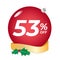 53 percent off. Fifty-three percent discount. Christmas sale banner.