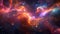 5353X3000 pixel,300DPI,size 17.5 X 10 INC. luminous neon galaxy, with vibrant starbursts, glowing gas clouds