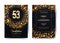 53rd years birthday vector black paper luxury invitation double card. Fifty three years wedding anniversary celebration