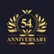 54th Anniversary Design, luxurious golden color 54 years Anniversary logo.