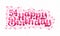 54th Happy Birthday lettering, 54 years Birthday beautiful typography design with pink dots, lines, and leaves