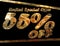 55% OFF PROMOTION BANNER 55 PERCENT DISCOUNT GOLD EFFECT BLACK BACKGROUND FOR BIG SALES