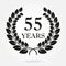 55 years. Anniversary or birthday icon with 55 years and  laurel wreath. Vector illuatration