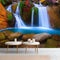 555 Enchanted Waterfall: A mystical and enchanting background featuring an enchanted waterfall with magical elements in soft and