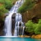 555 Enchanted Waterfall: A mystical and enchanting background featuring an enchanted waterfall with magical elements in soft and