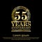 55th years anniversary celebration logo with golden ring elegant  on black background,  illustration template design