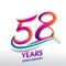 58th Years Anniversary celebration logo, birthday vector design