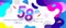 58th years anniversary logo, vector design birthday celebration with colorful geometric background and circles shape