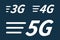 5G 4G 3G vector icon generations mobile wireless internet network connection