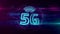 5G 5th generation mobile network symbol hologram