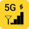 5G antenna sign. Fifth generation network signal icon. Internet speed vector illustration. Fast broadband WiFi telecommunication.