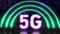 5G cellular network and internet concept symbol. Neon glitch sign. 4k animation