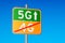 5G concept, road sign with inscription. 3D rendering