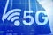 5G Fast Wireless internet connection Communication Mobile Technology concept.