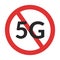 5g forbidden symbol. No 5G mobile network sign