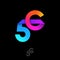 5G gradient logo. Monogram consist of gradient ribbons. Number 5 and G letter. Symbol of fifth generation mobile networks.