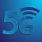 5g icon. The abstract lettering 5G with wifi symbol isolated on purple background