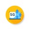 5g internet data throughput flat icon. Color