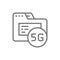 5G internet database line icon. Isolated on white background