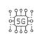 5G internet technology, wireless chip line icon.