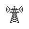 5G internet tower, telecommunications tower, satellite antenna color line icon.