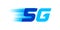 5G logo font for technology future, numbers 5 and G symbol blue and purple, 5G alphabet for business digital network global