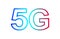 5G logo font for technology future, numbers 5 and G symbol blue and purple, 5G alphabet for business digital network global