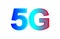 5G logo font for technology future, numbers 5 and G symbol blue and purple, 5G alphabet for business digital network global